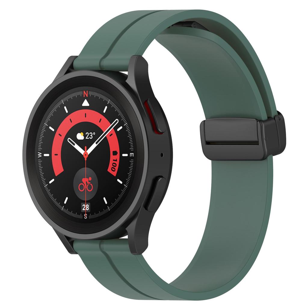 Compatible 20mm Magnetic Folding Buckle Silicone Watch Strap for Samsung Active2 (Fits 22mm Folding Buckle).