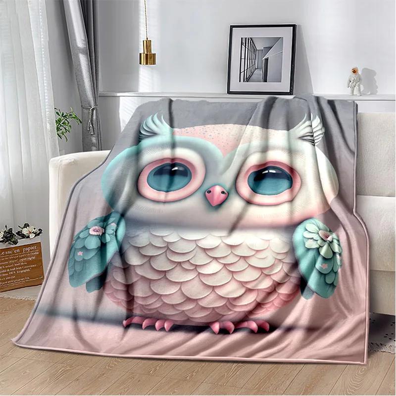 HD Colourful Cute Owl Cartoon Blanket,Soft Throw Blanket for Home Bedroom Bed Sofa Picnic Travel Office Rest Cover Blanket Kids