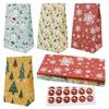 Christmas Kraft Paper Bags: 4 Colors, Square Bottom, Oil-Proof, Self-Sealing, Fast Shipping