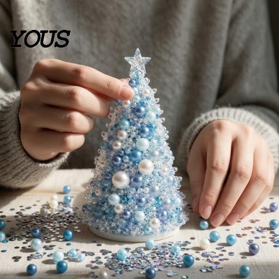 Christmas Tree Craft Kits for Adults Dreamy Beaded DIY Kit, Handmade Holiday Craft, Multicolor Creative Seasonal Ornament Projects Adults, Tabletop