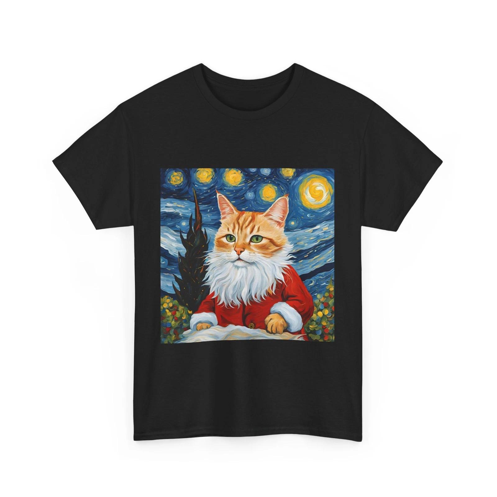 Van Gogh Cat Shirt | Van Gogh Christmas Cat Shirt | Starry Night Cat Shirt | H M