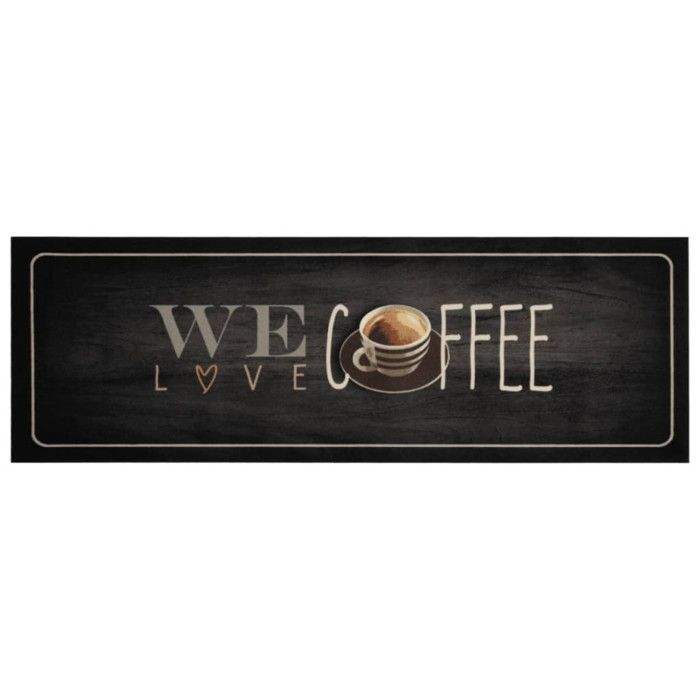 Washable Kitchen Mat Text Coffee 60x180 Cm Velvet