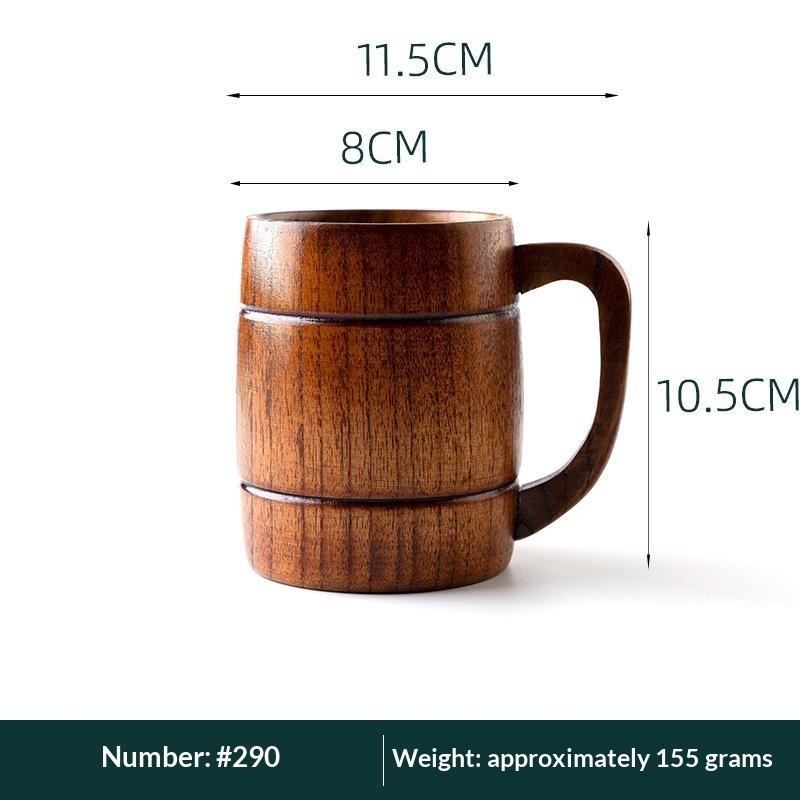 Wooden Cups Handmade Wood Handle Cups Handle Beer Coffee Milk Tea Mug Handmade Natural Kitchen Bar Drinkware Cup