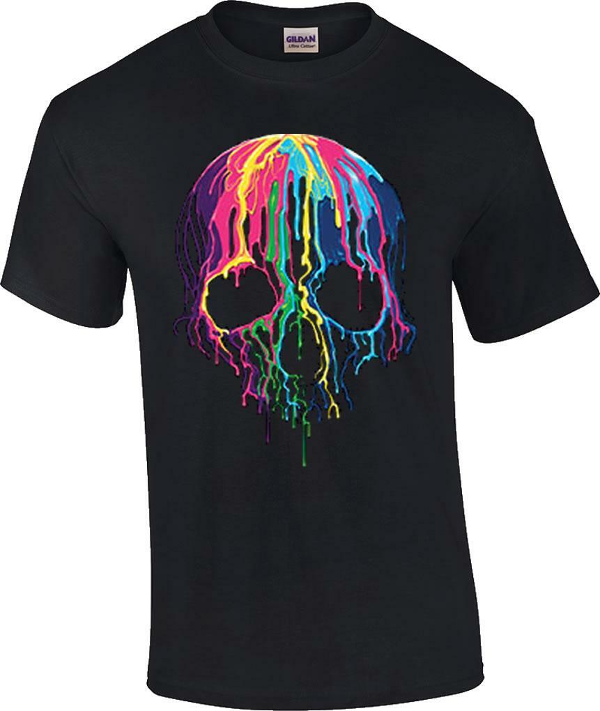 Neon Melting Skull Neon Skull Dripping Party T-Shirt XXXXL