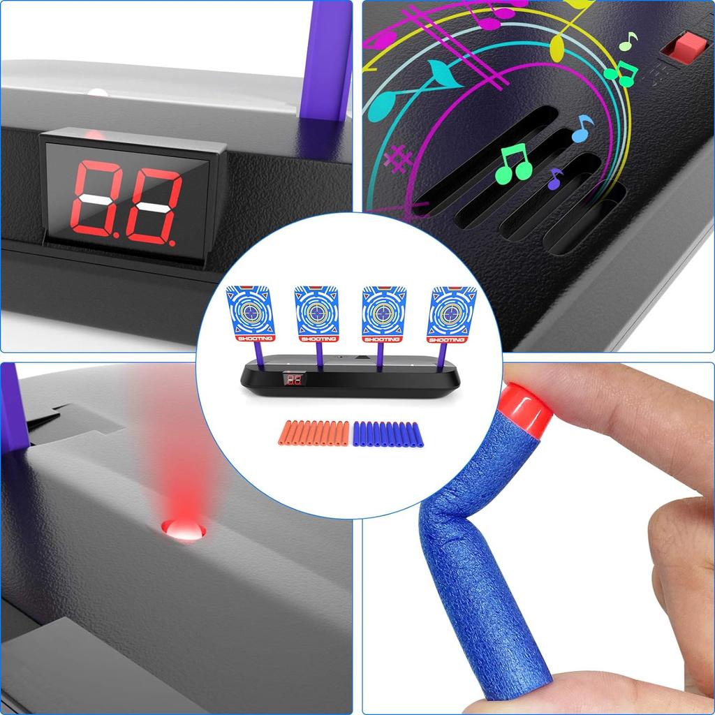 Electronic Digital Target for Nerf Guns Auto Reset Intelligent Light Sound Effect Target for Nerf N-Strike Elite/Mega/Rival Series