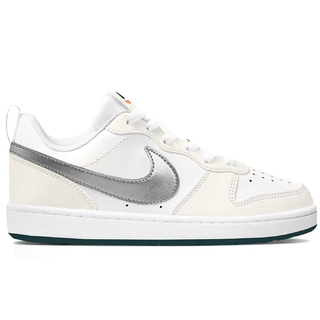 Nike Court Borough 2 Leather Abrasion Resistant Slip Resistant Low Top Skateboard Shoes Women's Silver BQ5448-017(Team667-SBOX)