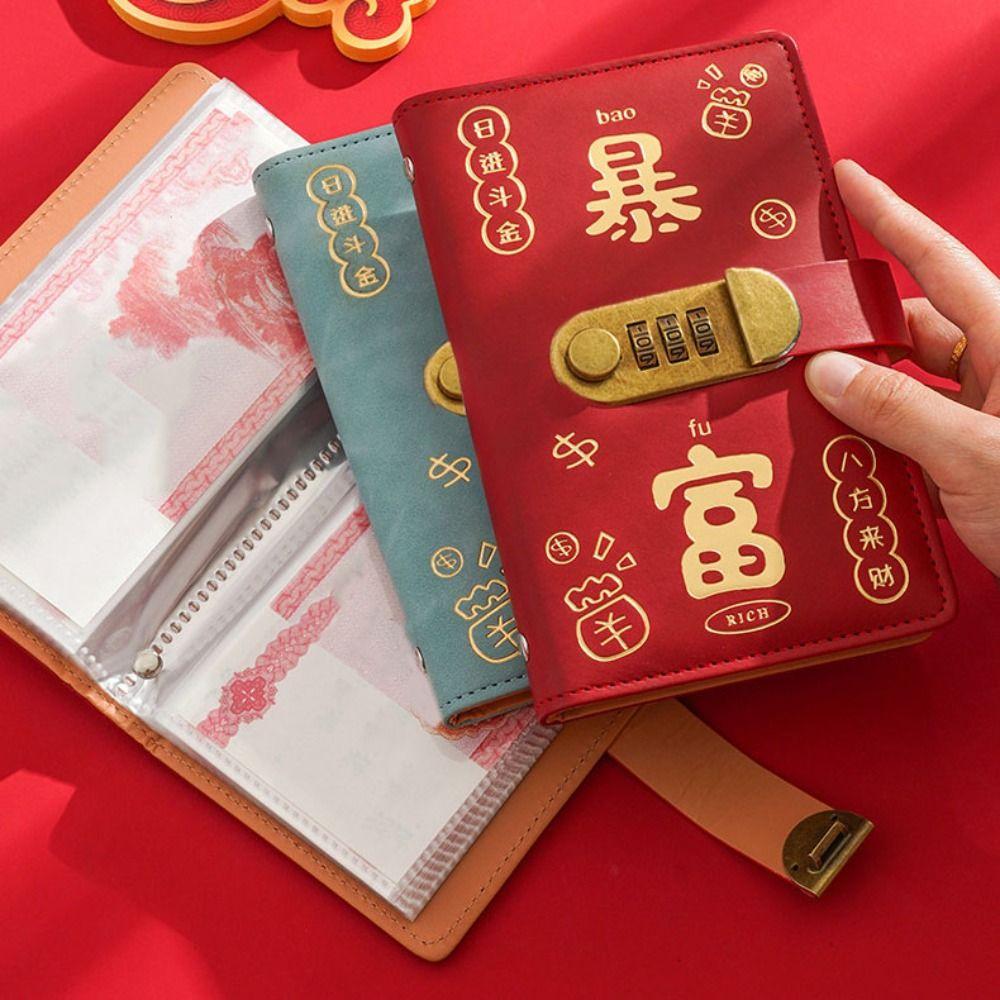 PU Leather Saving Money Binder Refillable Account Book  Office Stationery Supplies