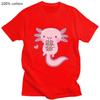 Bubble Tea Women Tshirts Pink Axlotl Kawaii Print T-shirt Street Hip Hop Crop Top Cool Summer Tee Shirt Cotton Fashion Clothing