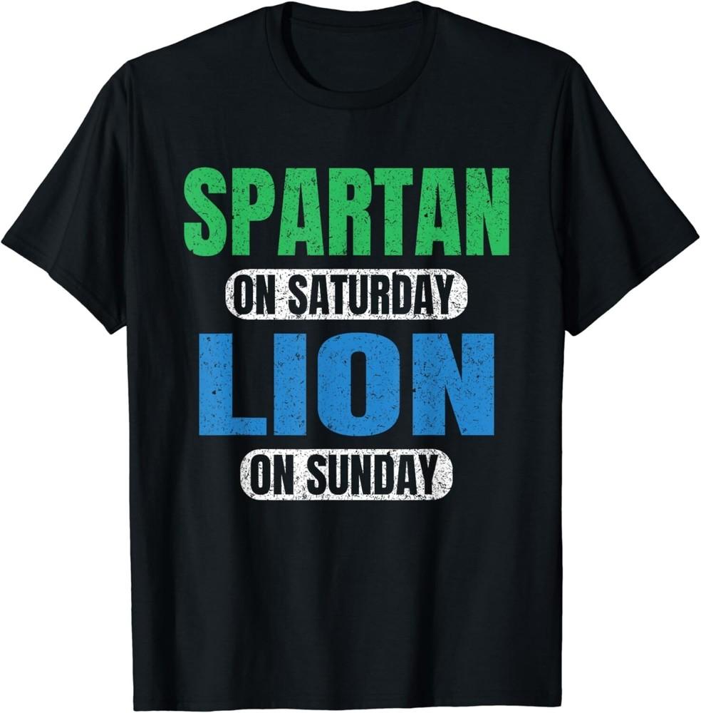 

Spartan on Saturday Lion on Sunday Motivation Funny Vintage Gift Unisex T-Shirt S