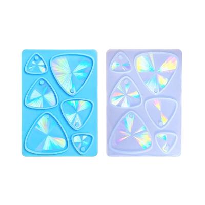 Formă holografică din silicon din rășină, bricolaj, cercei triunghi, breloc cu pandantiv, matriță cu lumină și umbră, cu cristale epoxidice, meșteșuguri
