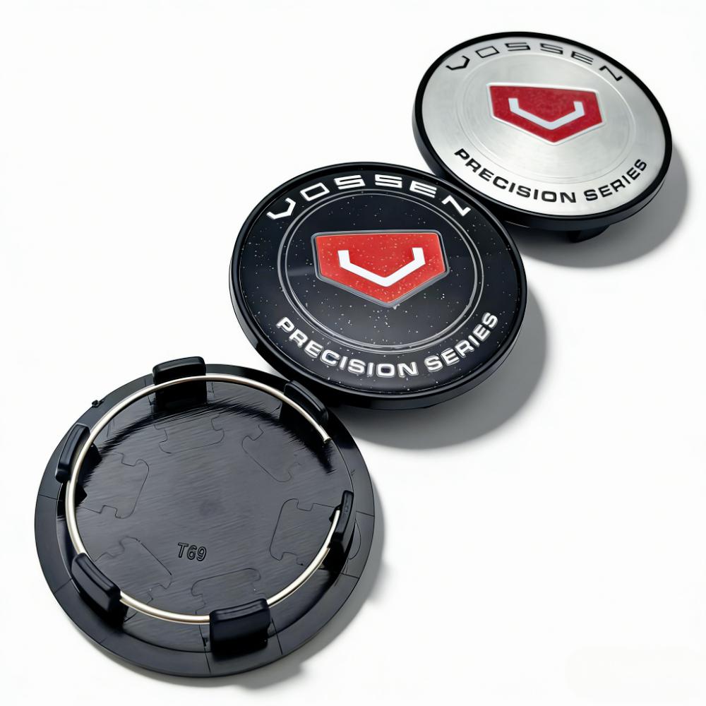 4 Stück Vossen Logo Emblem Plakette Auto Radnabendeckel 69MM Clip 56MM Räder Nabe Staubkappe Felge Radkappen Abdeckung Ersatz Auto Zubehör