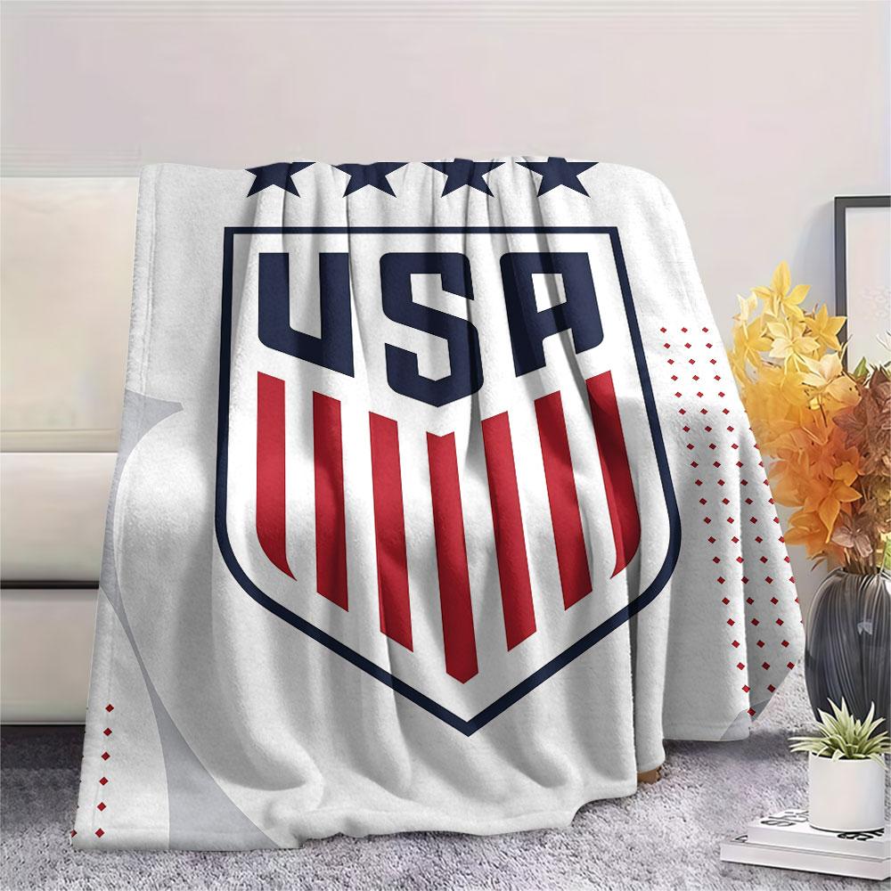 USA Fußball bedeckte Flanelldecke, weicher Überwurf für Schlafzimmer Sofa, waschbar, Fußballfanartikel, tolles Geschenk.