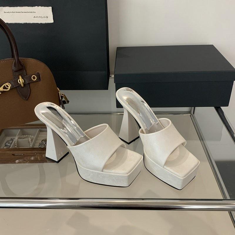 

Рекомендуемые новинки лета 2025 года, женские туфли на высоком толстом каблуке, водонепроницаемые, на платформе, с квадратным носком, супервысокие каблуки, крутые шлепанцы 40 абрикосовый