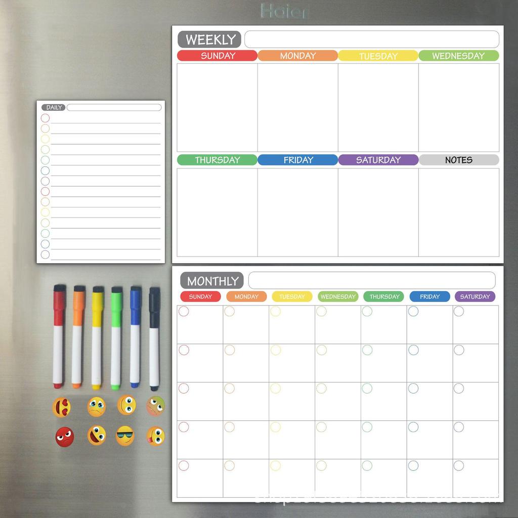 Magnetic Dry Erase Monthly & Weekly Planner Calendar (42×30cm) for Refrigerator