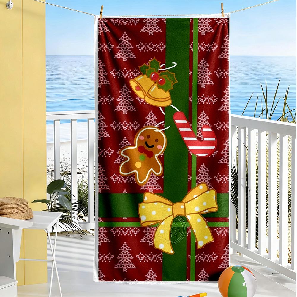 Serviette de plage de Noël Haute Absorption & Séchage Rapide Confortable Légère