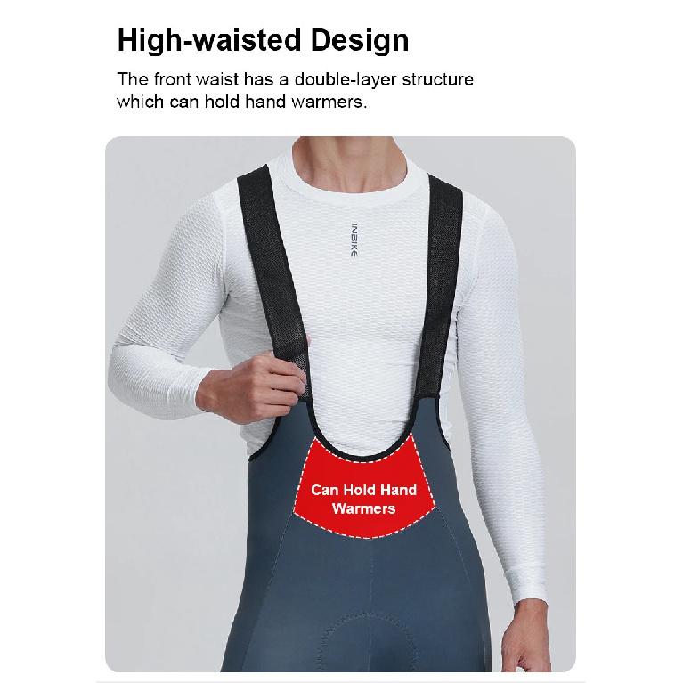 INBIKE Fleece Road Bike Bib Pants for Men Winter Thermal Cycling Bibs Windproof Biking Bicycle Pants MTB Cycling Clothing Man