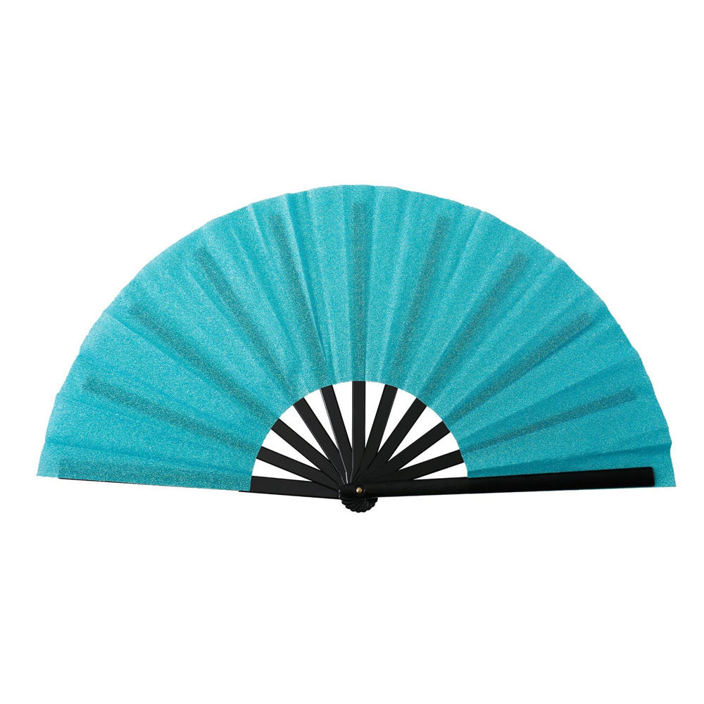 New Foldable Bamboo Fan 33cm Lightweight Holding Laser Colors Hand Fan Portable PVC Clack Clapping Fans for Line Dancing