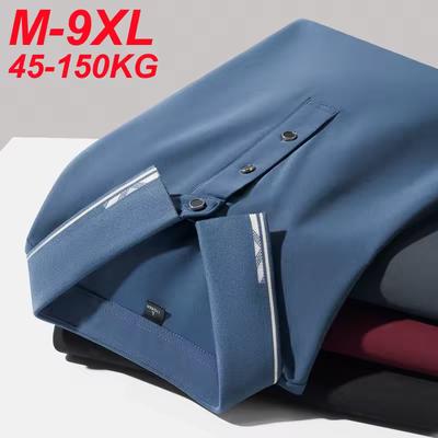 Herren Polo Kurzarm Sommer Übergröße 9xl 8xl 7xl Hohe Qualität Eis-Seide Einfarbig Herren Business Casual Poloshirts