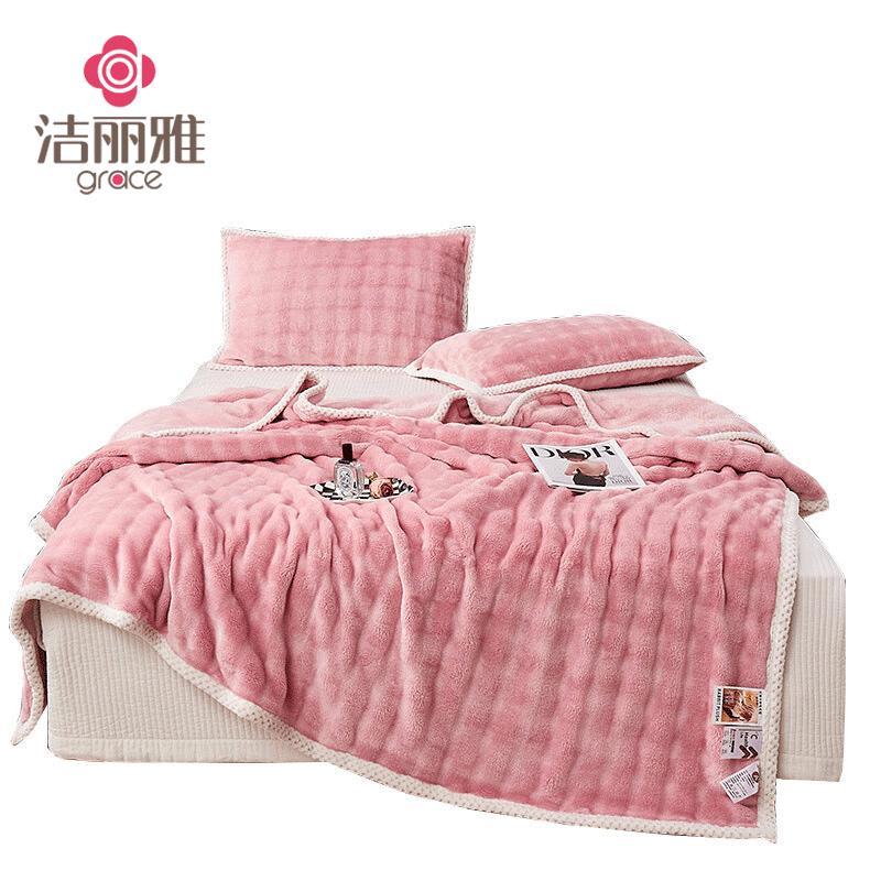 Jieliya Winter Thickened Rabbit Fur Fleece Throw Blanket