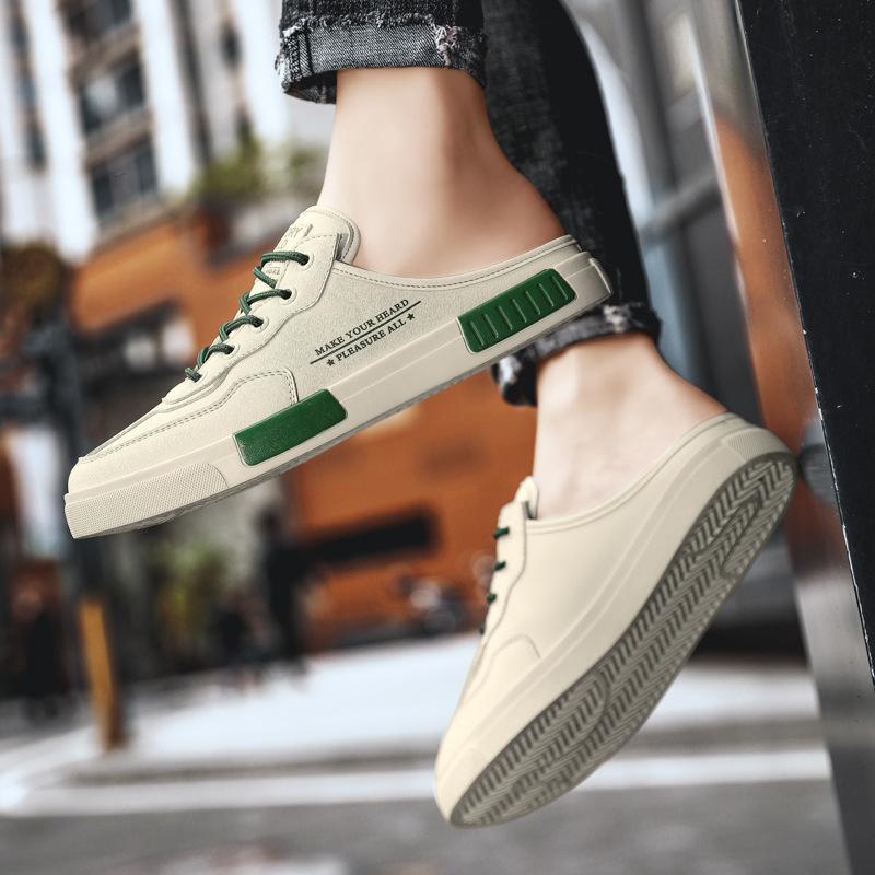 Korean version of the trend bag head half tray flat casual shoes large size summer wear fashion men's shoes breathable sandals