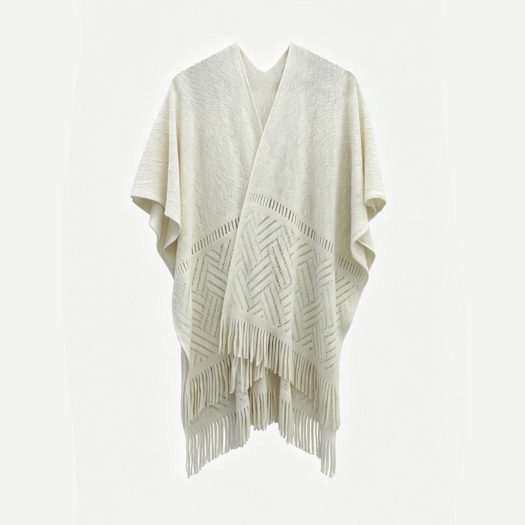 Knitted Hollow Shawl High-End Travel Cape Casual Simple Solid Color Slit Towel Play Personalized Wear