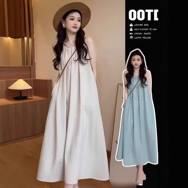 

2025 French Halterneck Sleeveless Maxi Dress for Women - Summer Seaside Vacation Style XL Premium