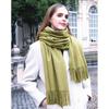 Womens Solid Color Wool Scarf With Fringe Winter Warm Shawl Mens Lightweight Cashmere-Blend Wrap Korean Style