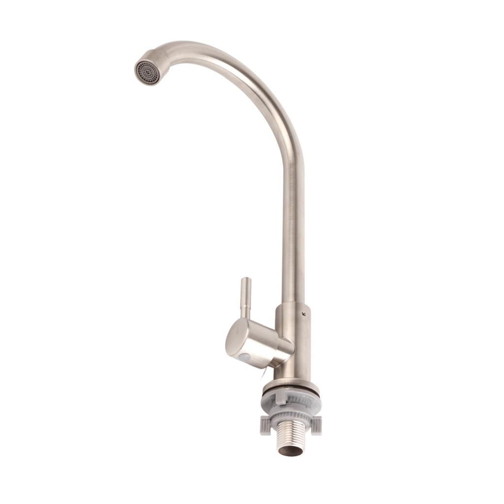 G1/2in Gewinde Edelstahl Einzelkalt Einloch Spülbecken Wasserhahn 360 Grad Drehung Küche