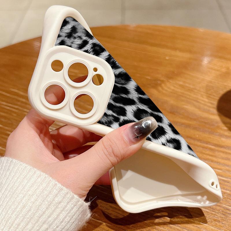 Snow Leopard Print Soft TPU Phone Case For iPhone Air 16e 17 16 15 14 Pro Max 13 12 Pro 15 16 14 Plus Shockproof Silicone Cover