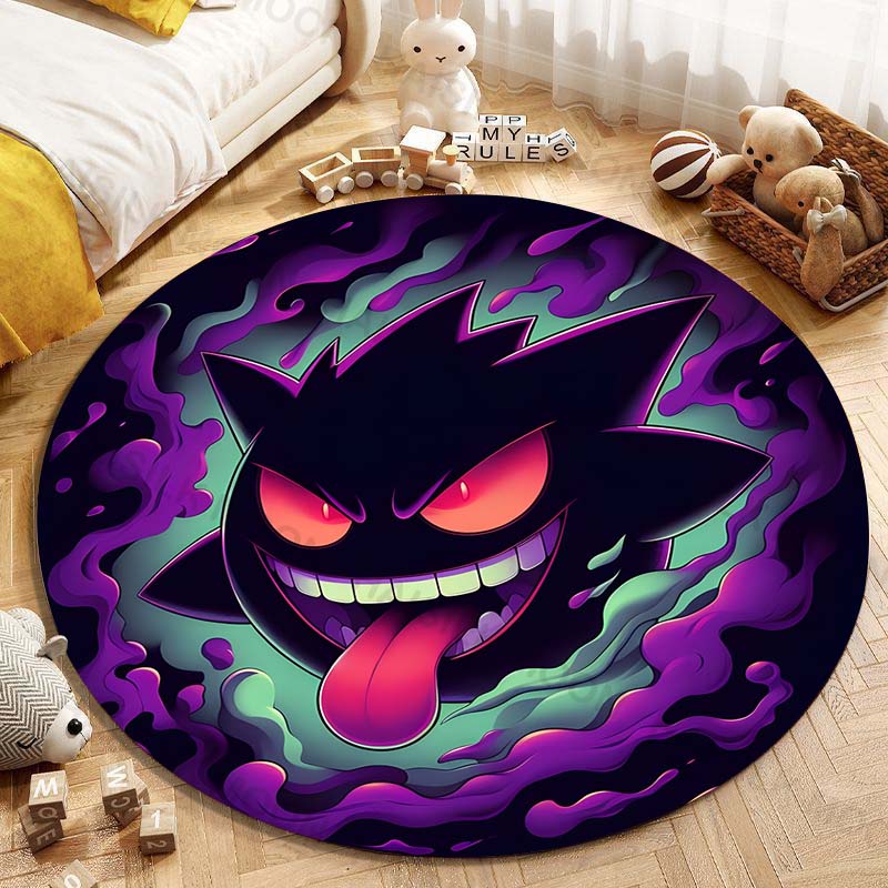5 Sizes Pokemon Gengar Printing Round Carpet Living Room Bedroom Table and Chair Sofa Decorative Carpet and Rug Play Mat Gift