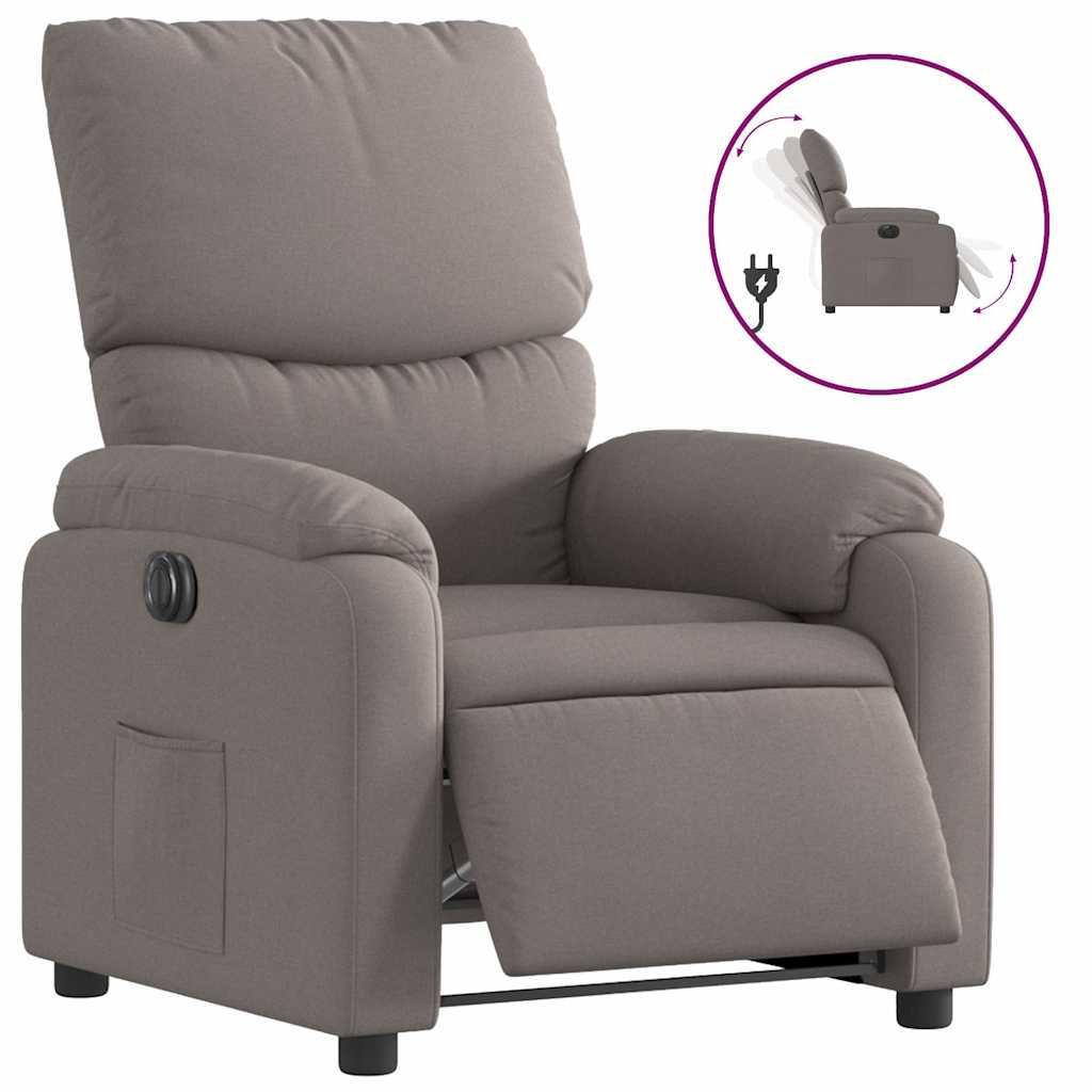 Electric Recliner Chair Taupe Fabric