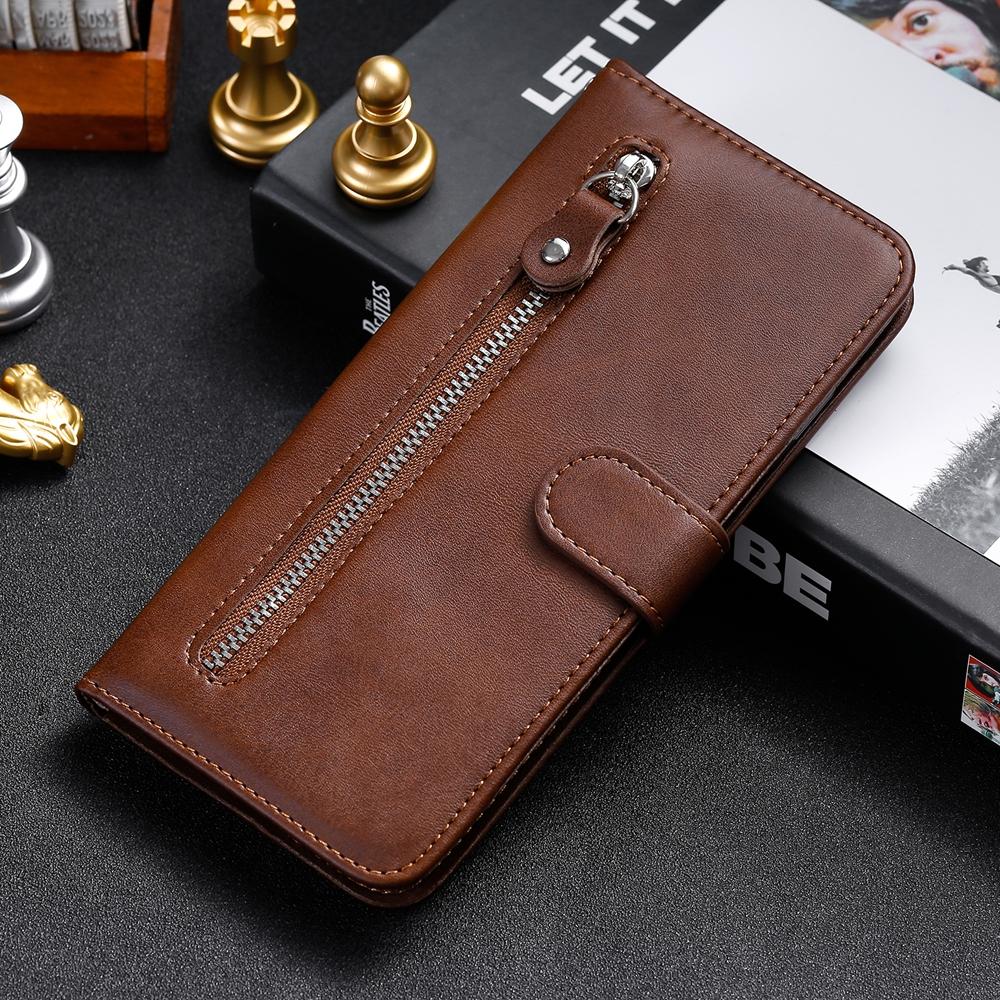 

Magnetic Leather Wallet Case for Samsung Galaxy S25 S24 S23 S22 S21 S20 Ultra Plus FE | Zipper Style Book Card | Premium Case Galaxy S20 Plus&With Lanyard коричневий