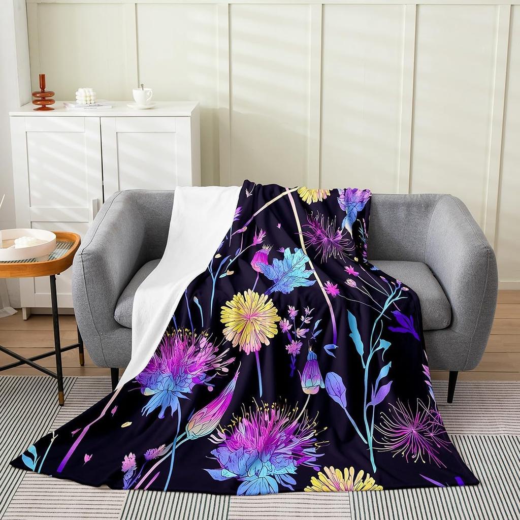 Japanese Floral Throw Blanket X Plush Cherry Blossoms Flannel Fleece for Sofa Couch Kids Room Decor