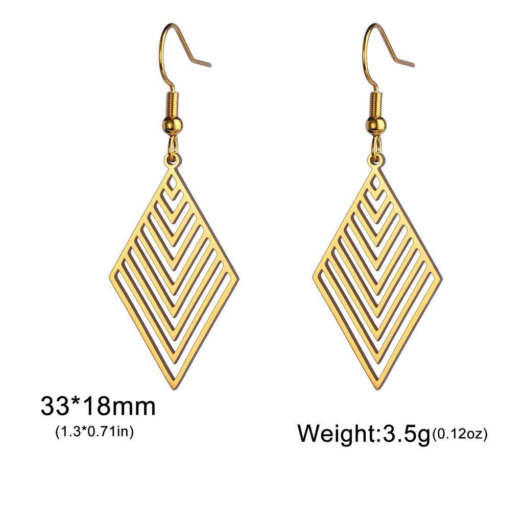 Stainless Steel Geometric Rhombus Drop Earrings for Women Girls Waterproof Minimalist Jewelry Valentine Gift