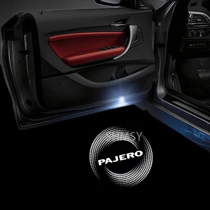 2Pcs LED Car Door Logo Projector Ghost Shadow Light For Mitsubishi Pajero V87 V93 V97 V80 2007 - 2015 2016 2017 2018 Accessories
