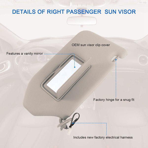 Right Sun Visor with Vanity Mirror for Nissan Infiniti QX60 JX35 (96400-9PB0A)