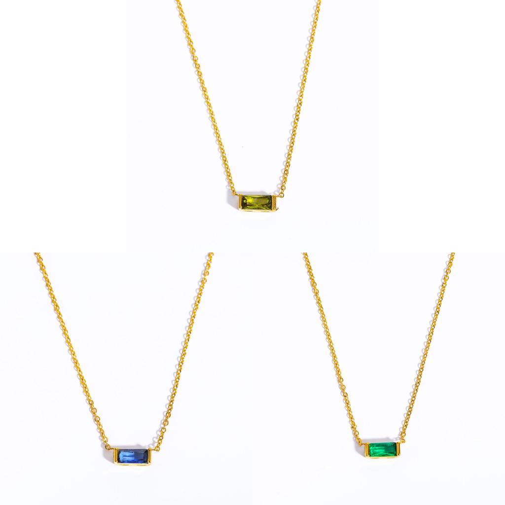 Collana con Pietra di Nascita Acciaio al Titanio Ciondolo Geometrico Per Donne Uomini Regalo