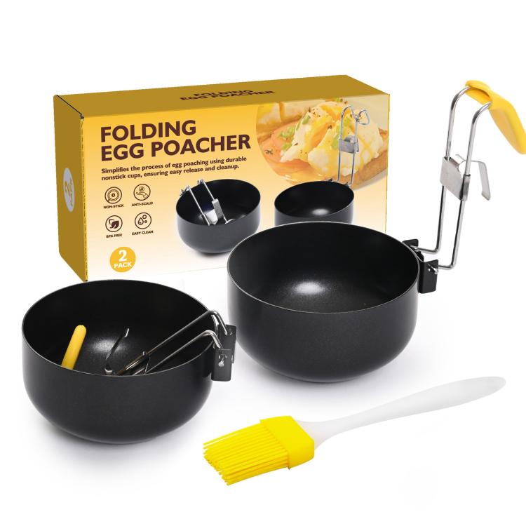 LsCook Foldable Heat-Resistant Handle Non-Stick Egg Poacher Spoon