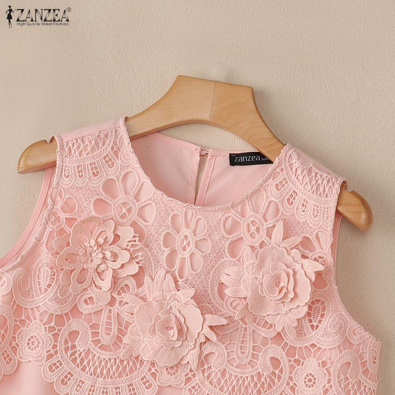 ZANZEA Women Floral Lace Splice Casual Sleeveless Vest Tops