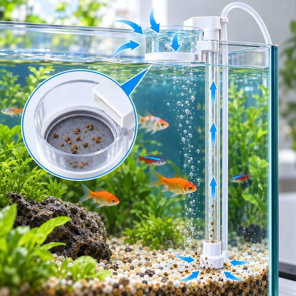 Detachable Fish Tank Waste Collector Water Filtration Fish Poop Cleaner  For Aquascape