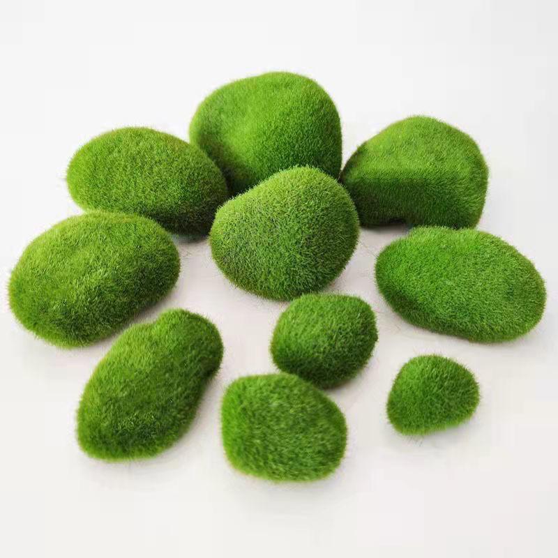 5Pcs Simulated Moss Stone, a realistic moss-covered stone, used as a prop for photography, landscaping decoration, miniature landscape arrangement