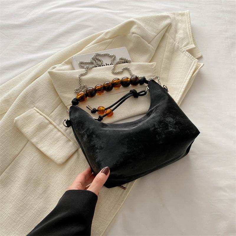 Trendy French Crescent Handbag Street Style Chic Casual Crossbody Bag чёрный