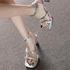 Beautiful~ Sandals Women's New Summer Silver Square Head Open Toe One-word Buckle Thick Heel High Heel Sandals