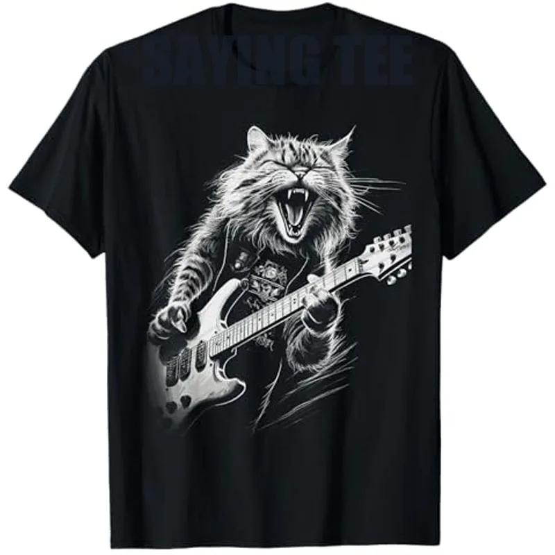 HOT SALE Rock Otter Plays Guitar Tshirt Squirrel Plays Guitar Street Wear Rock Cat Music Graphics Say Tee Novelty Soft Tshirt S