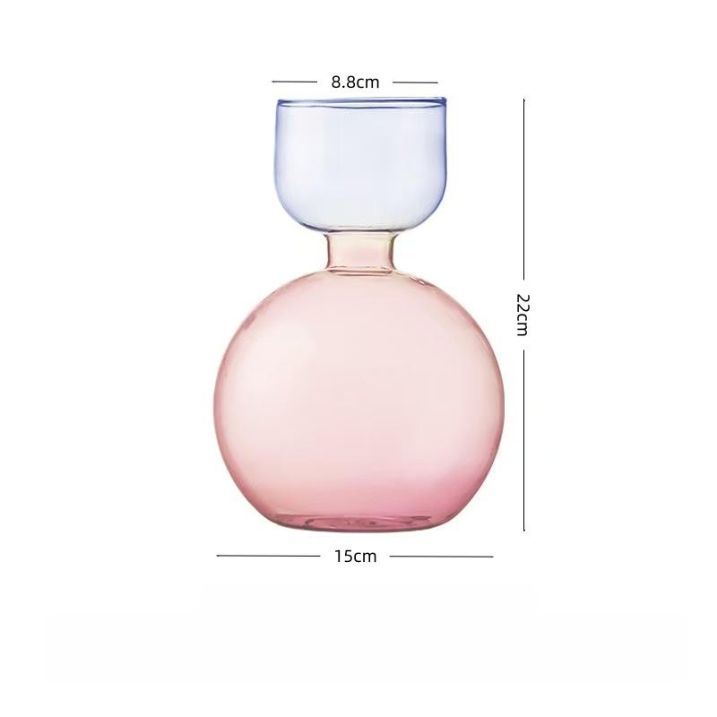 Nordic Modern Simple High Sensitivity Colorful Glass Tabletop Vase Elegant Flowers Water Cultivation Vases for Home Living Room