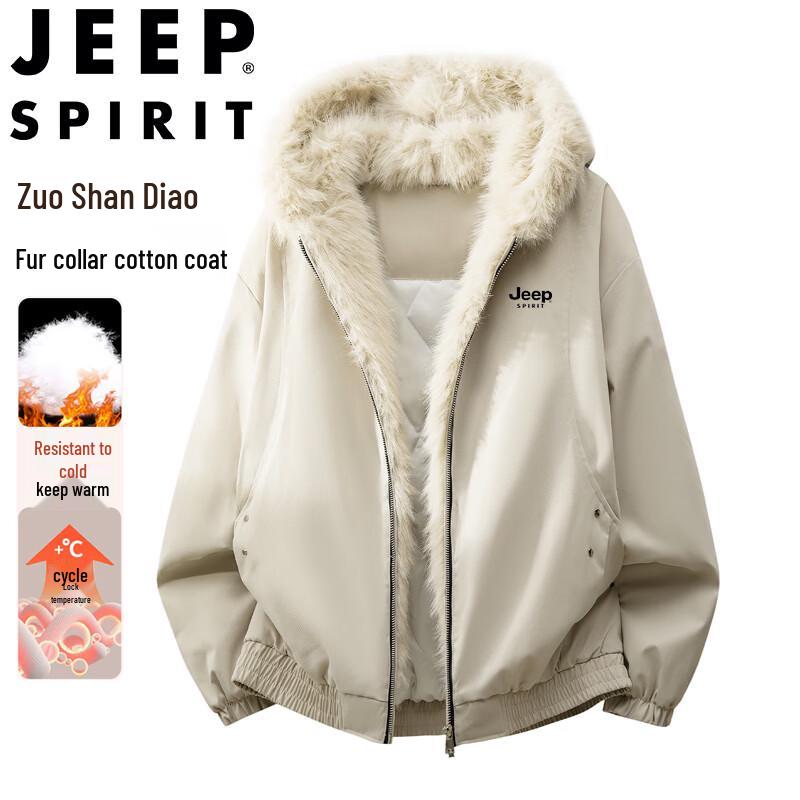 

JEEP SPIRIT Men s Zuoshandiao Fur-Lined Hooded Cotton Padded Jacket XL