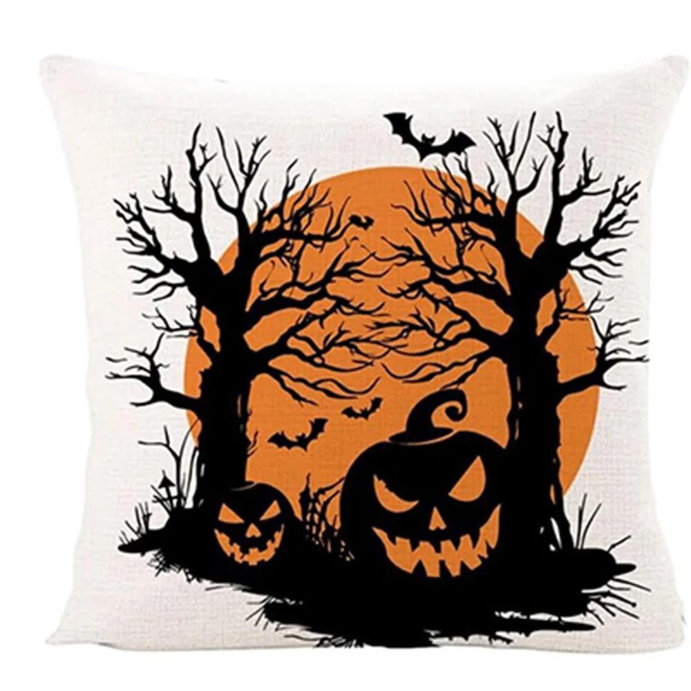 1pc Weird Halloween Pillowcase Pumpkin Castle and Bat Design Soft and Comfortable Printed Pillowcase for Bedroom Sofa Window