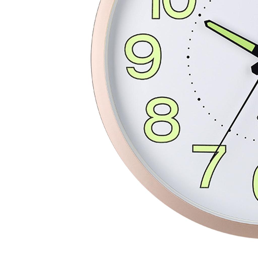 Silent Quartz Clock Plastic Wall Mounted Luminous Quiet for Living Room Bedroom 12in 30cm Rose Gold