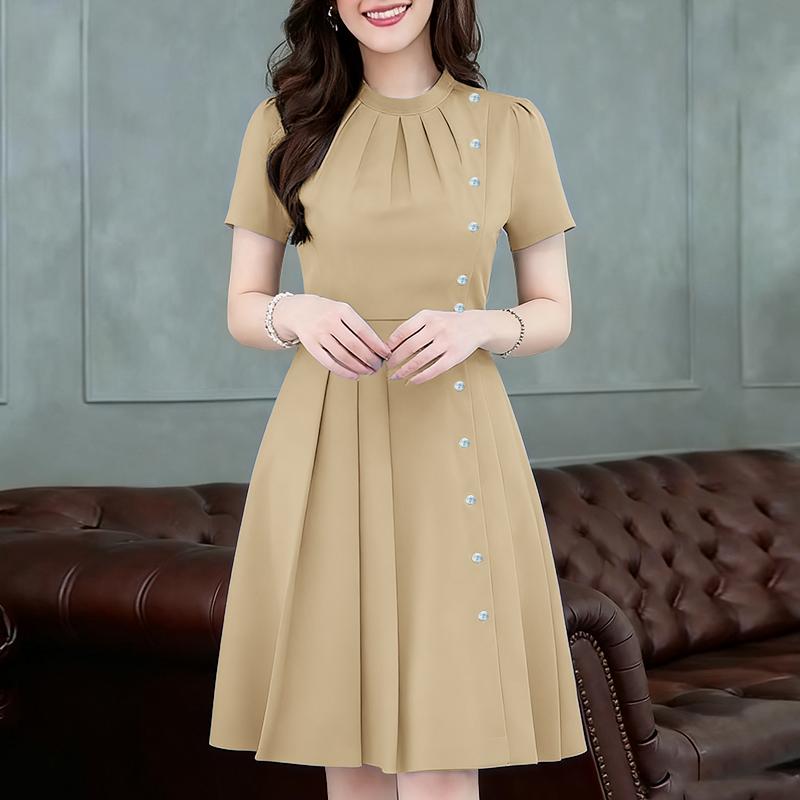 ZANZEA Women Casual Round Neck Summer Short Sleeve Dress