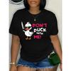 Damen Plus Size Cartoon-Enten-Print Rundhals Kurzarm T-Shirt Lässige Plus Size Kleidung